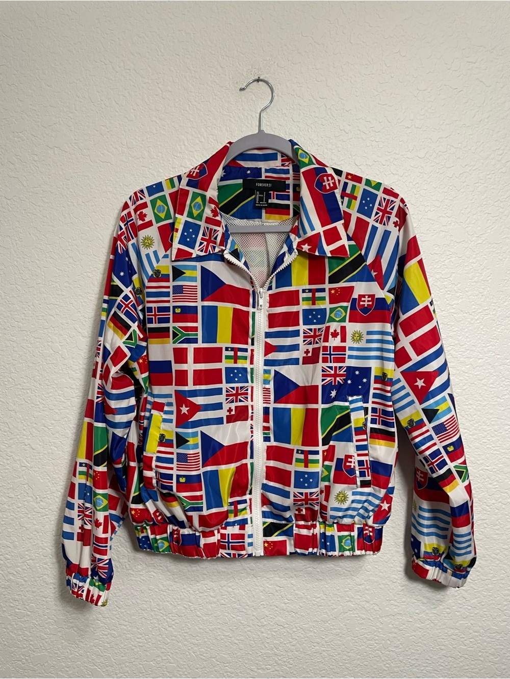 Forever 21 Multicolor Flag-Print Puffer Jacket